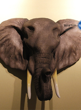 出口欧美订DWK公司仿真动物非洲大象头壁挂别墅装饰品家居挂件