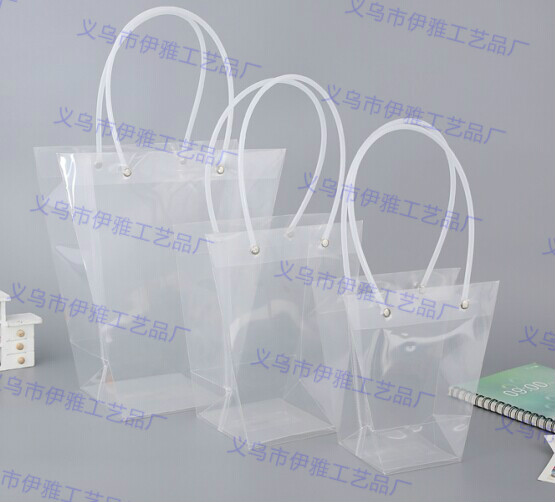 新款PVC盆景盆栽袋 透明花袋 PP防水手提袋 植物花卉包装袋
