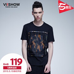 Viishow2015 summer dress new short sleeve t-shirt men's short sleeve t-shirt black loose in Europe and America half sleeve