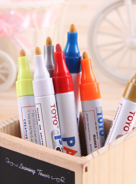 东洋SA101油漆笔描胎笔轮胎笔涂鸦笔改装笔记号笔大头彩色笔白色记号白漆工业不掉色不可擦不褪色防油防水