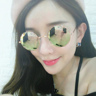 潮个性 圆脸墨镜女夏男士 太阳眼镜韩版 圆形复古太子镜网红 清仓