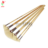 Monet莫奈原木杆猪鬃毛 6支套装 扇形笔专业水粉画笔 硬毛丙烯油画笔