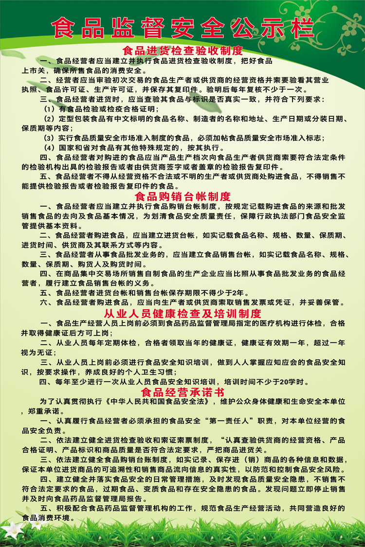 食物管理制度海报标语挂图