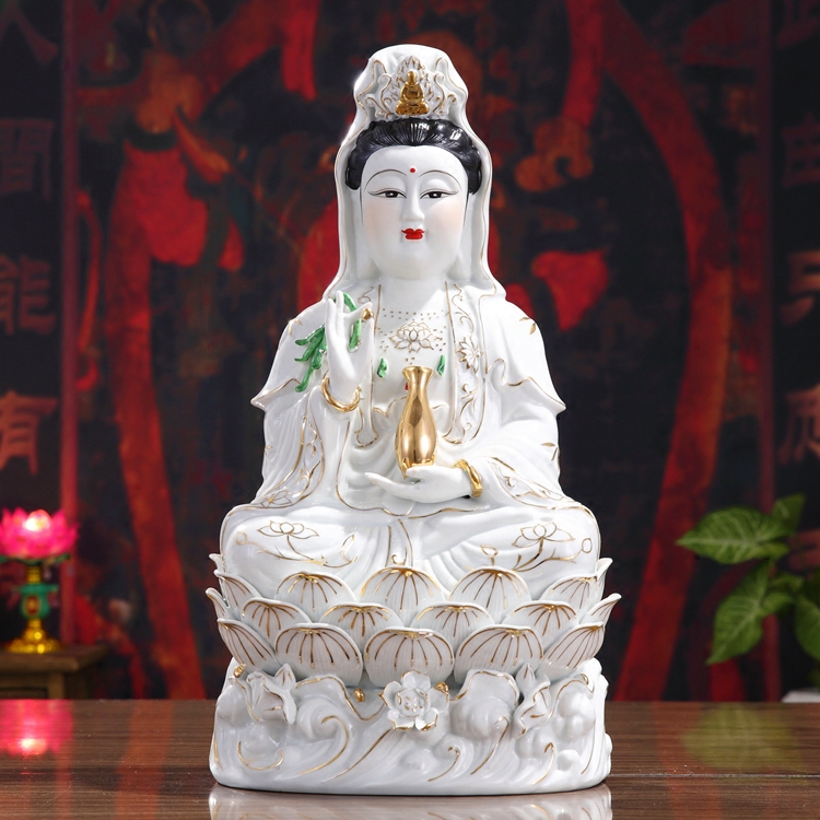 陶瓷镇宅供奉摆件工艺品观音佛像