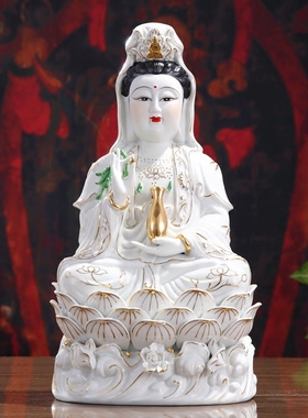 陶瓷镇宅供奉摆件工艺品观音佛像