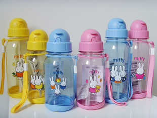 米菲迪米儿童防漏手提吸管水壶宝宝喝水杯子学生水瓶400ml 500ml