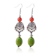 Ethnic earrings in Chinese style Miao silver turquoise agate earrings, retro earrings long Court female 02105