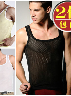 正品 XUBA许巴 夏天运动健身男士背心 鸟巢版透气网眼 纯棉打底衫