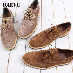 韩版外贸真皮雕花男鞋磨砂英伦男士休闲鞋帆船鞋 大码4546