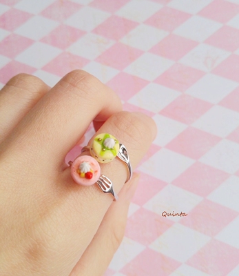 quinta原创手作草莓可爱银戒指