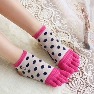 复古自由拼线 分脚趾袜 刺绣小兔 全纯棉 森女系 女士五指袜 新品