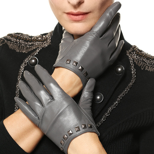 羊皮保暖铆钉真皮手套薄款 L096NN 韩版 WARMEN皮手套女士时尚