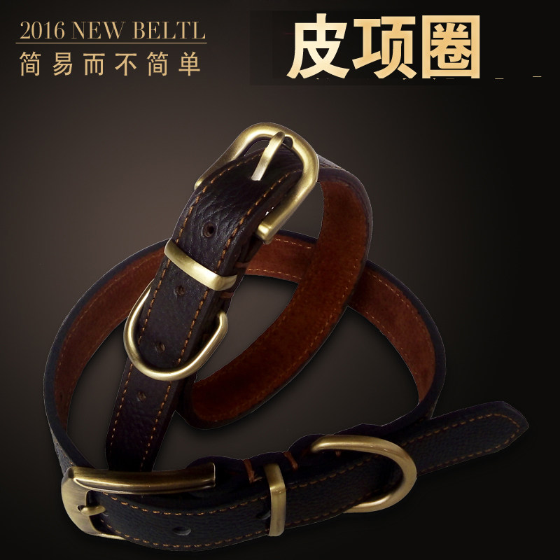 皮质狗狗项圈金毛泰迪狗狗脖圈大型犬皮狗圈中型犬小型犬宠物颈圈