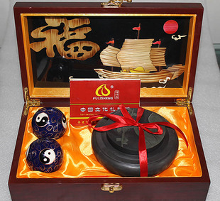 保定铁球雄安特产砚台景泰蓝球套装易水砚送文房四宝文武双全精美