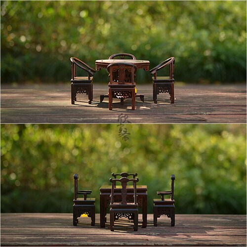 微型家具模型 红木迷你微缩小家具 红酸枝紫檀实木摆件 四仙餐桌 - 封面