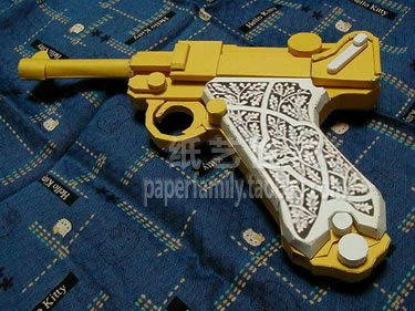 需自己做 7076 德国9mm鲁格CF手枪Luger gun1:1涂装版3D纸模CSOL