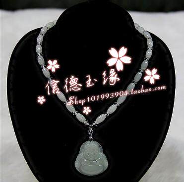 正品A货缅甸翡翠笑玉佛配套吊坠天然项链玉佩弥勒佛女款玉坠证书