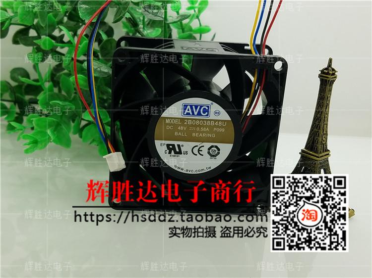 全新原装AVC 2B08038B48U 8038 8厘米 48V 0.58A PWM双滚珠风扇