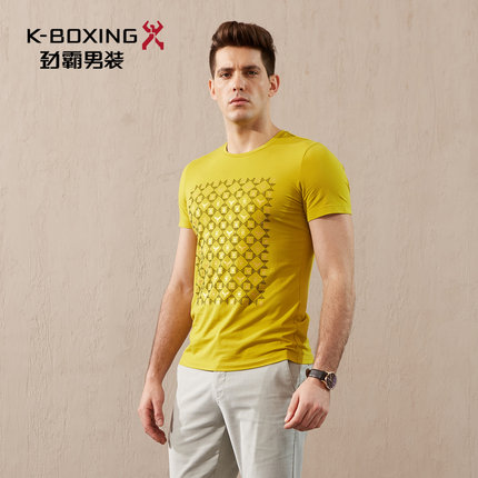 劲霸男装短袖T恤圆领夏季修身新款T恤衫 烫钻短袖T恤男|FTCJ2321
