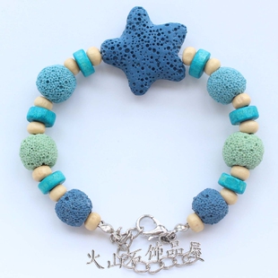 彩色火山石手链民族风复古 防辐射 手工原创饰品批 发 岩 摩挲