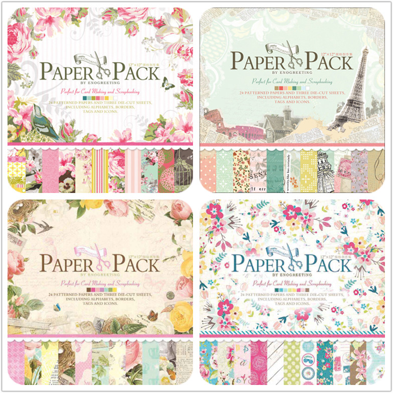 手账爆炸盒12寸24张scrapbook剪贴簿衬底纸手工纸装饰艺术背景纸