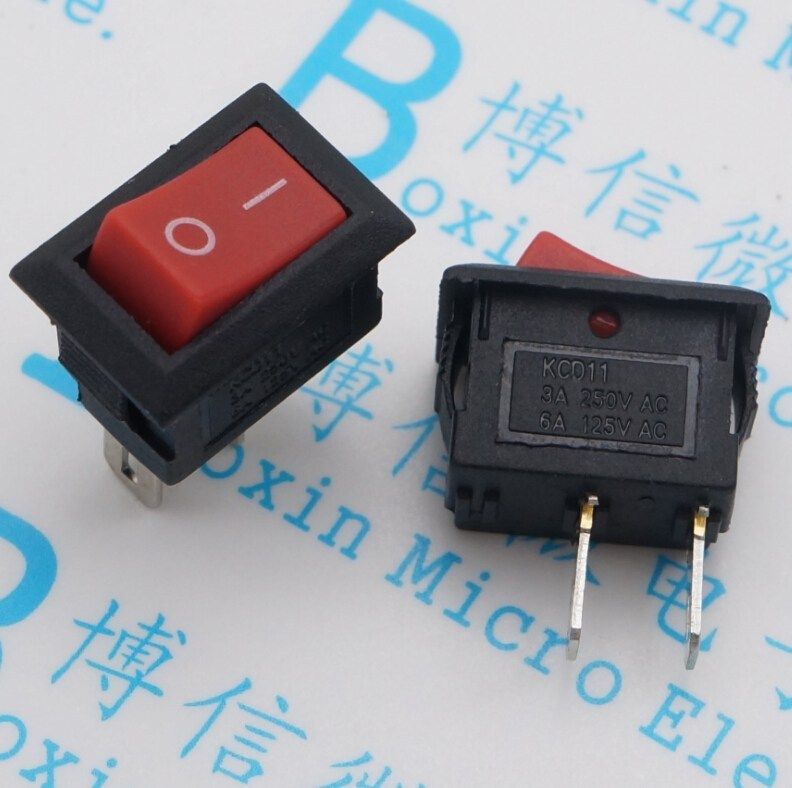 10*15 红头 翘板开关 两脚 kcd1-11 15*10mm 250vac 3a