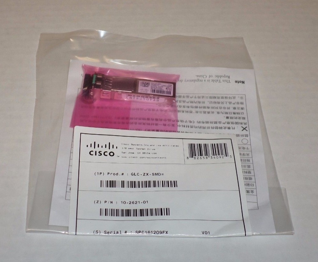 思科交换机光模GLC-ZX-SMD 千兆单模波长1550nm距离80km双芯LC接口光纤模块