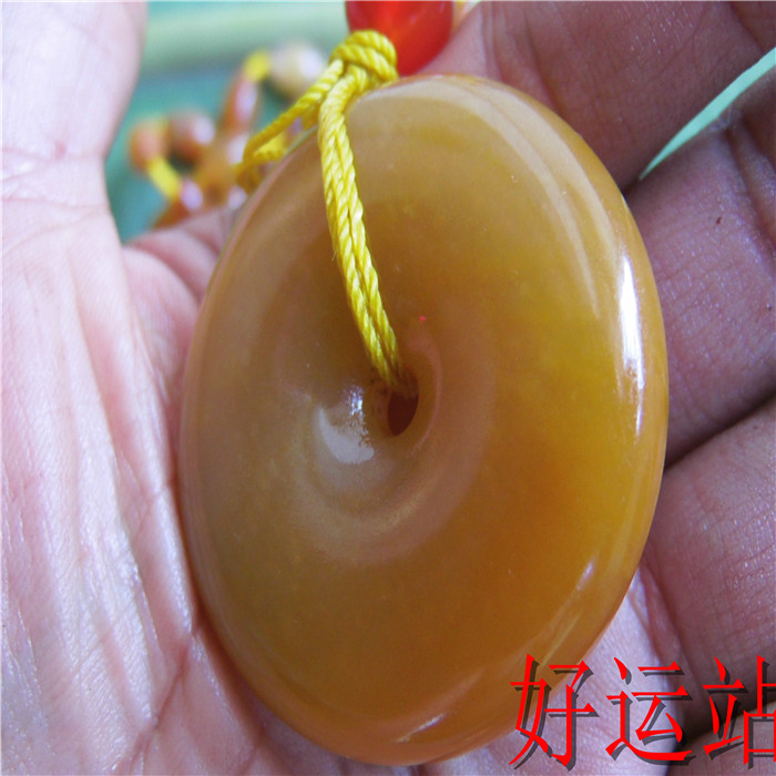 促销新款黄龙玉平安扣吊坠玉石和氏璧挂件宝石玉环坠籽玉佩收藏品