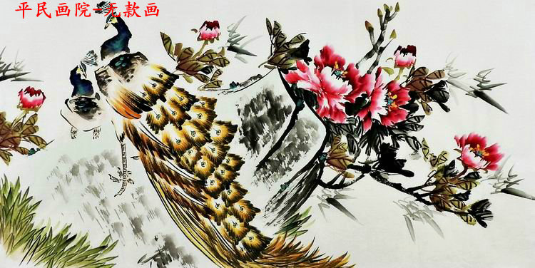 纯手绘国画字画书画装饰画热销YE060961四尺无款写意国画 孔雀136