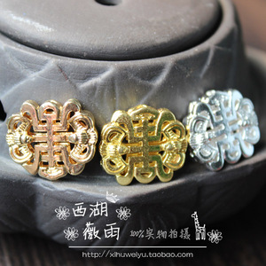 Diy17MM黄铜/铜镀金/镀银双福捧寿佛珠。手工发簪手钏饰品配件