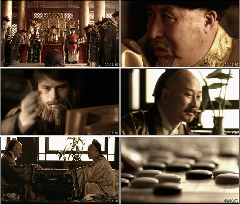 清朝皇帝批阅奏折上朝文人西洋画师绘画下围棋高清实拍视频素材