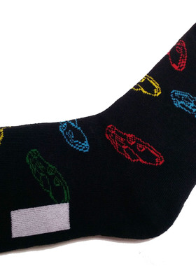 乐天BABY*日单 3-10岁男童黑色汽车棉质春秋短袜