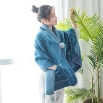 出口美国懒人毯披肩盖膝毯双层羊羔绒加厚办公室旅游休闲毛毯毯子