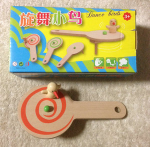 清仓彩盒木制旋舞小鸟磁性旋转木手柄摇动控 益智趣味玩具