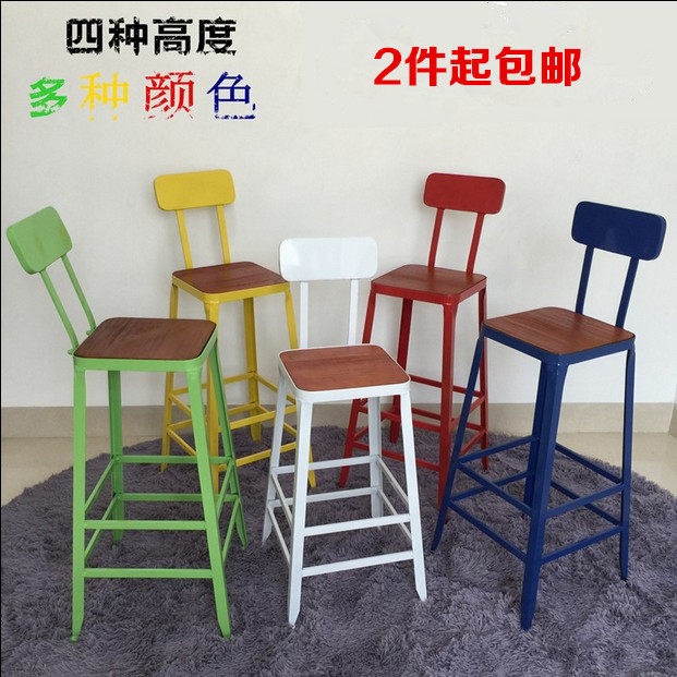 铁艺吧台椅美式酒吧椅吧台凳loft复古咖啡椅高脚椅前台椅高凳餐椅