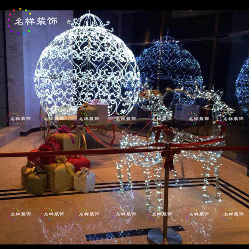 名样圣诞装饰圣诞鹿拉车装饰LED球形圣诞装饰梅花鹿灯饰圣诞套装