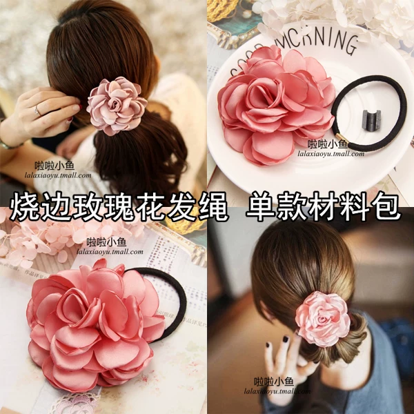 Hair accessory contains rose handmade, hair band with bow, materials set with accessories, flowered, DIY