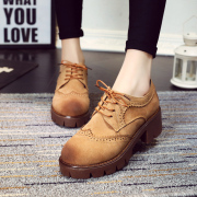 Spring of 2016 in the Korean version of the vintage with lace Brock student shoes leisure shoes with thick, shallow coarse with shoes women