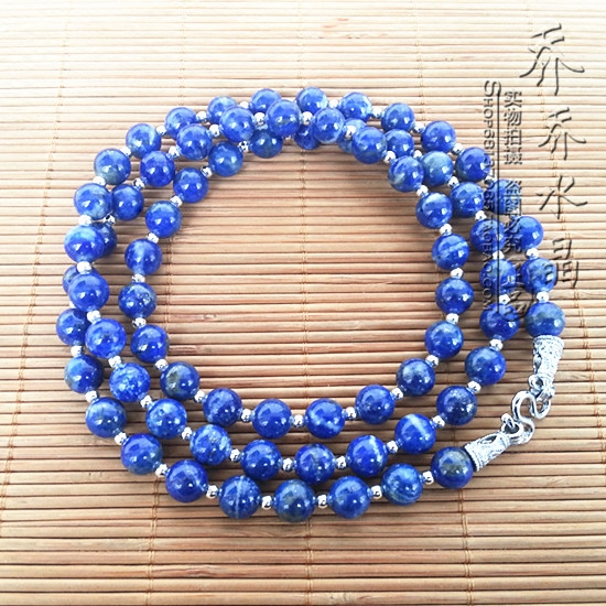 天然青金石水晶唐卡项链 银色泰国佛牌毛衣挂链可订做其他款式