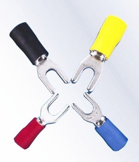 SV2-3接线端子线耳冷压端子绝缘护套端子接线皮黄铜 红色 100只