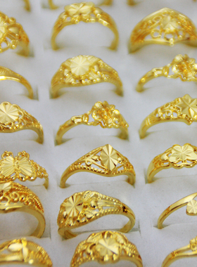 沙金戒指现货婚礼首饰摄影道具