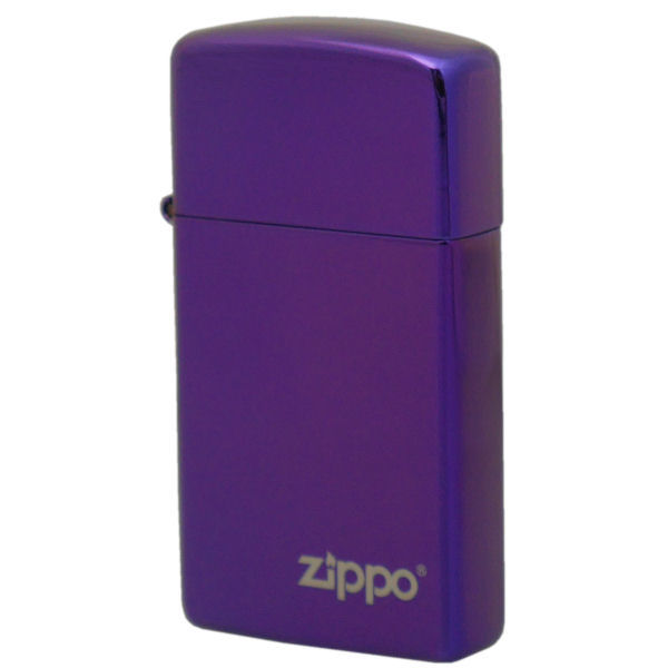 日本代购正品 zippo 打火机 紫色超薄窄机