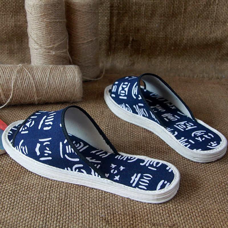 春秋男士民族风居家千层布底一字地板拖手工布底凉拖鞋防滑牛筋底