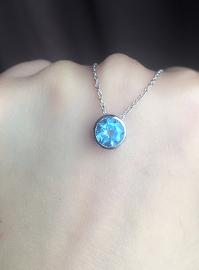 小肥珠宝蓝色简约风托帕石吊坠