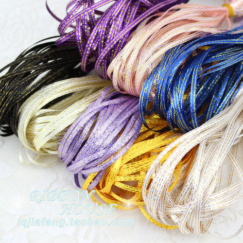 0.3厘米金边缎带绸带3mm彩带 礼品喜糖包装 书签丝带 2.9元/40米