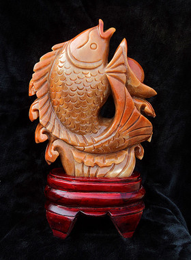 晶山角天然玉雕刻摆件 年年有余480×290×80mm净高380mm11.5kg