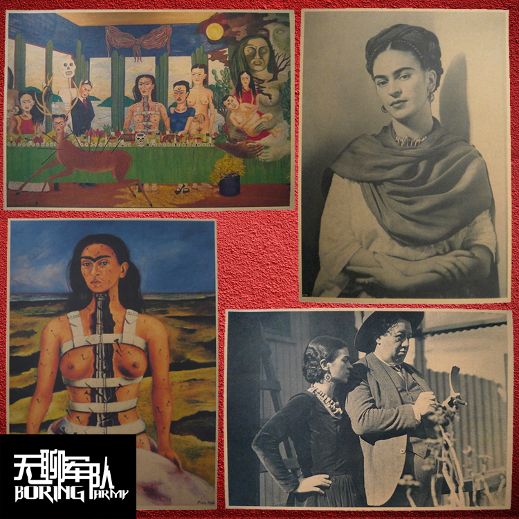 frida弗里达复古风老海报装饰画