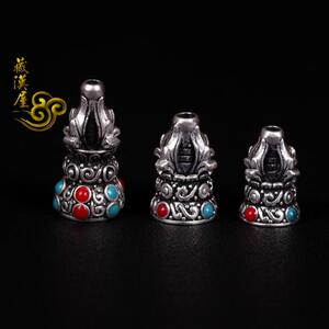 藏式手串饰品配件白铜金刚杵配佛头三通所用塔