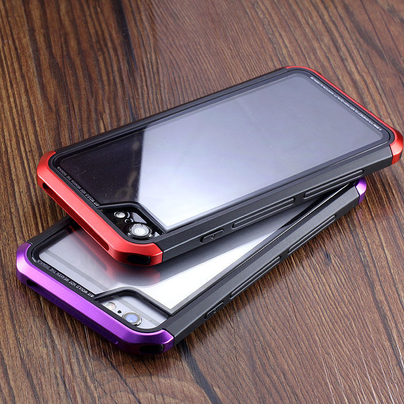 Luphie Nunchaku Airframe Metal Frame Air Barrier Tempered Glass Back Case Cover for Apple iPhone 6S/6 & iPhone 6S Plus/6 Plus