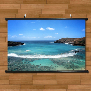 美国夏威夷州碧海蓝天绝美沙滩海报挂画有框画自然景观客厅装饰画